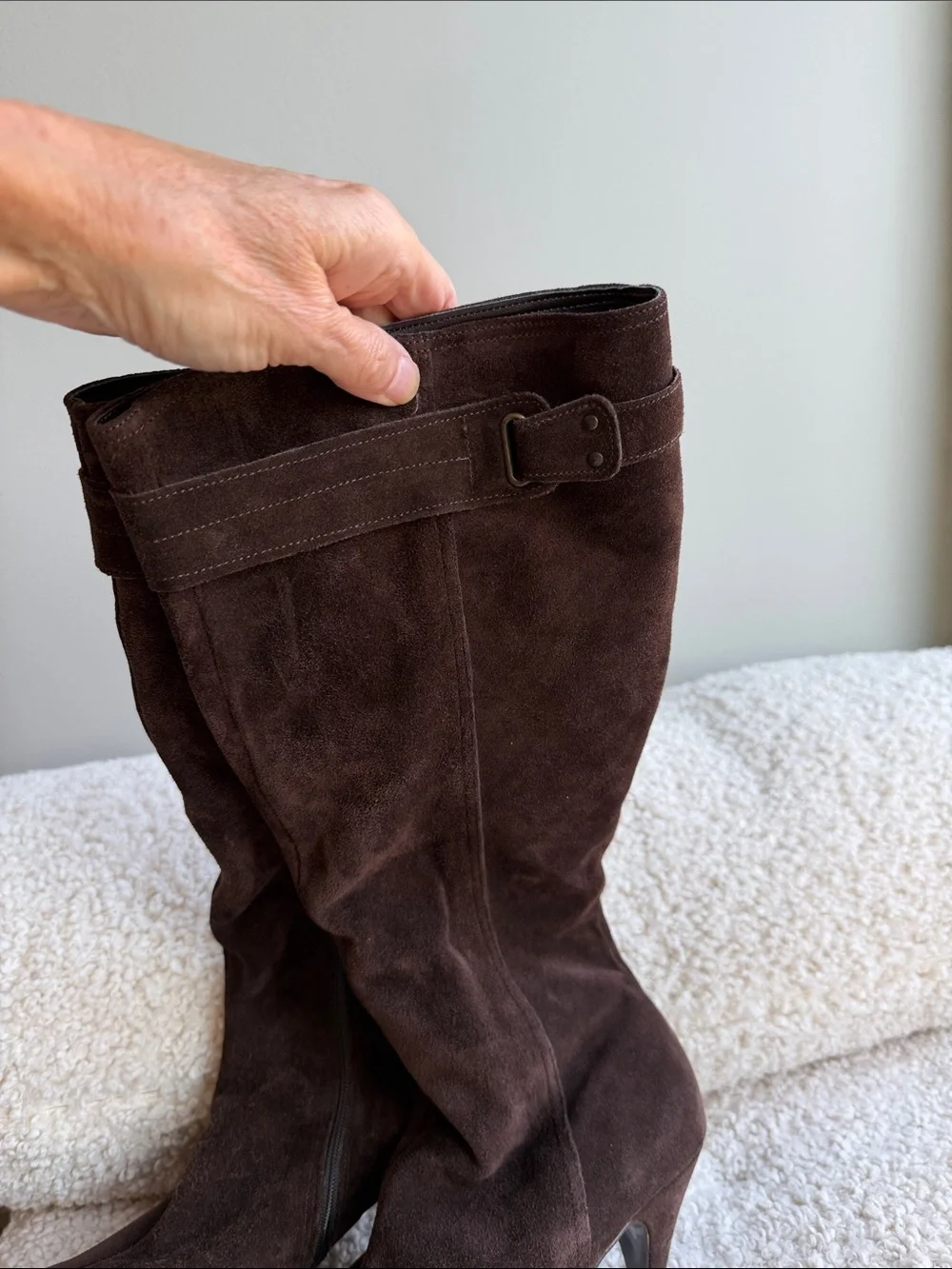 Over-the-Knee Brown Suede Pointed-Toe Stiletto Boots